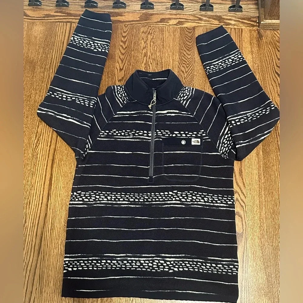The North Face Vintage Glacier Fleece 1/4 Zip Pullover Aztec Stripe Navy Men’s M